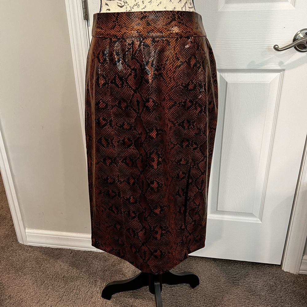 Snake skin print faux leather skirt. Worn once.